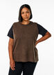 Gebreid vest met geribbelde randen, Bruin, Model image number 0