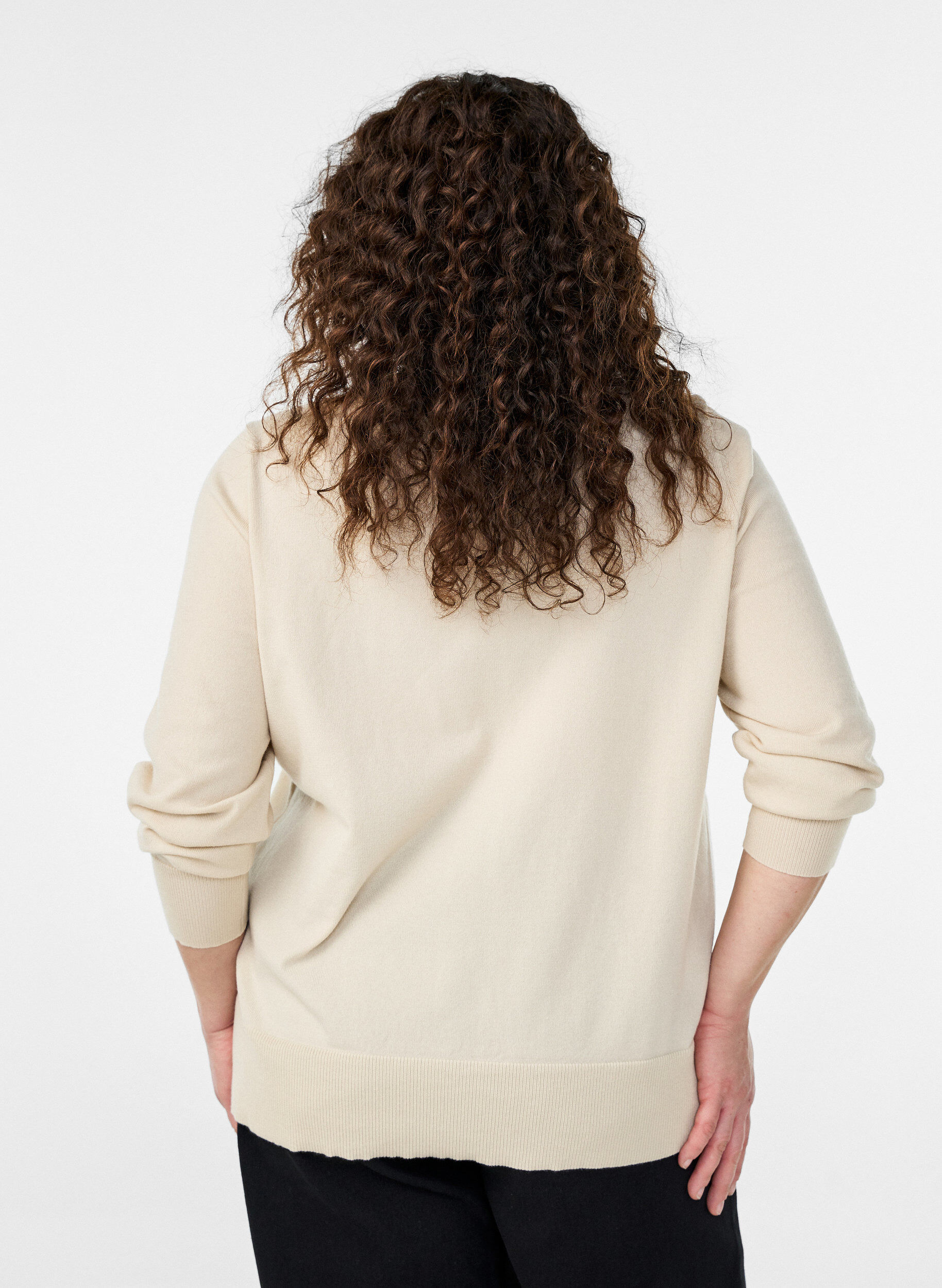ZizziFLASH &ndash; Fijngebreide vest met ronde hals, Beige, Model image number 2