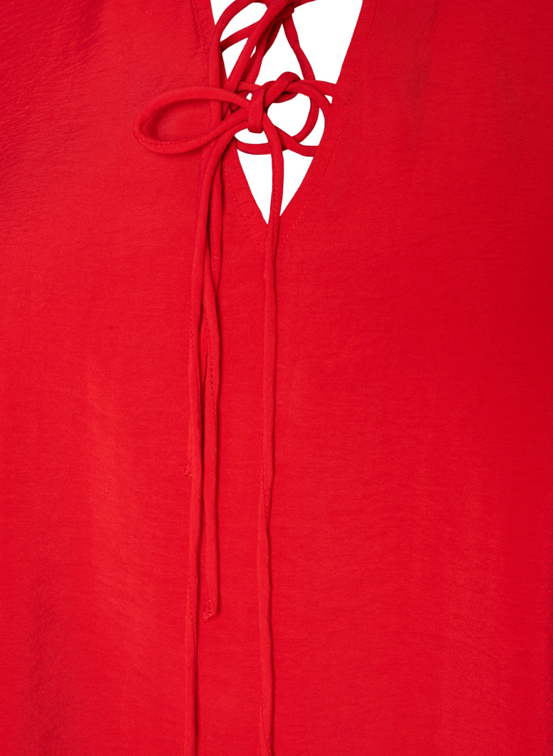 ZizziViscose blouse met strikjes en ruches, Rood, Packshot image number 2