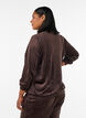 Zachte velours cardigan met rits en hoge kraag, Bruin, Model image number 2
