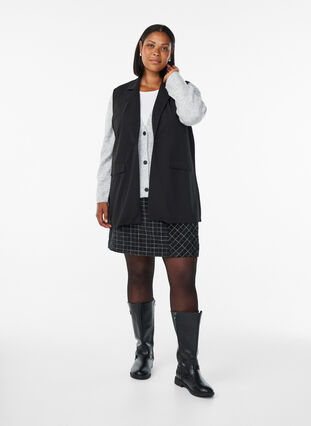 ZizziMouwloze blazer bodywarmer met klassieke revers, Black Shimmer, Model image number 2