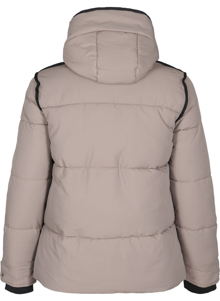 Korte puffer jas met contrastdetails, Beige, Packshot image number 1