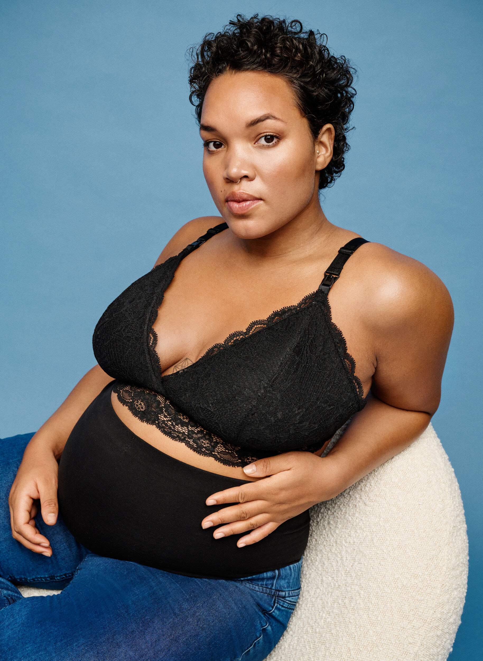 ZizziVoedingsbeha met kant, Zwart, Image image number 0