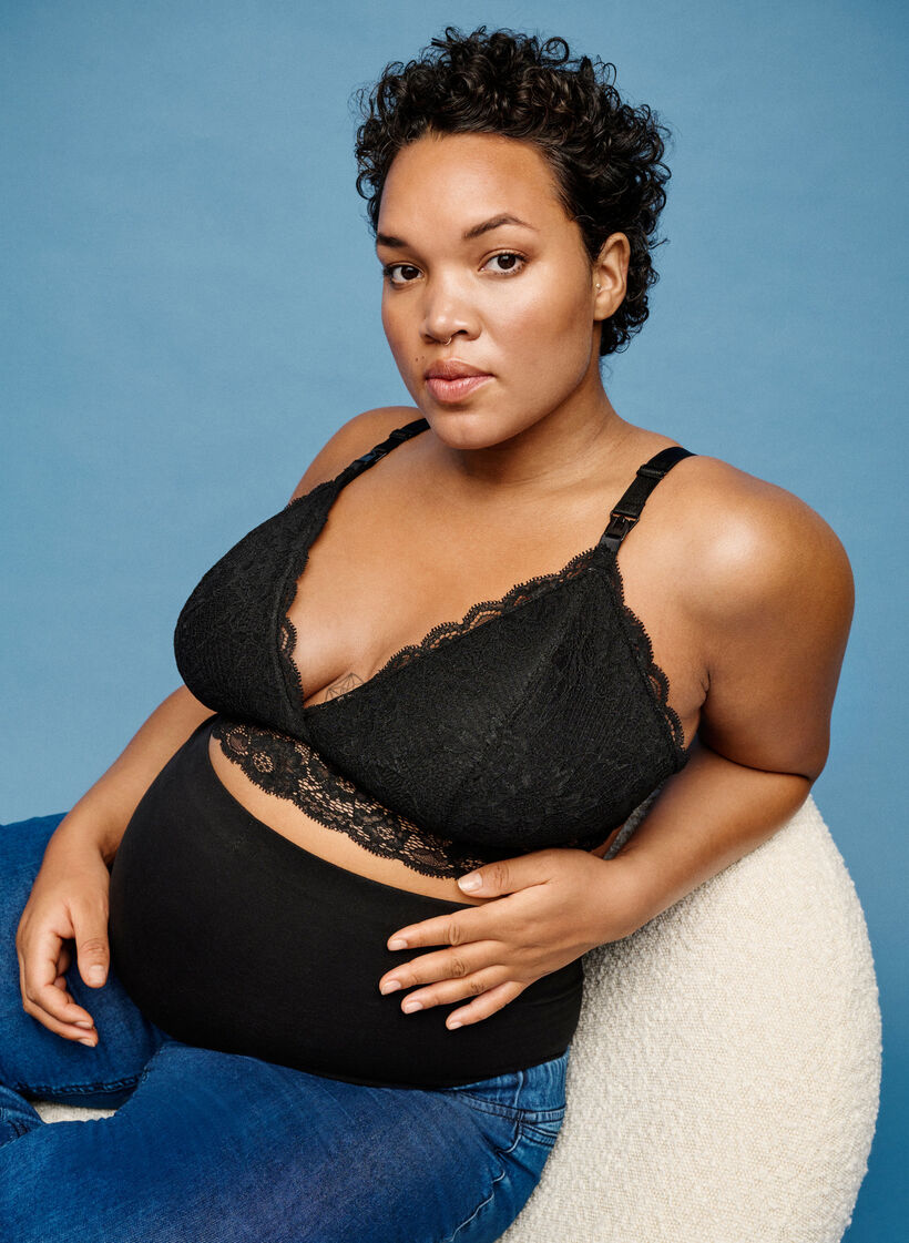 Voedingsbeha met kant, Zwart, Image image number 0