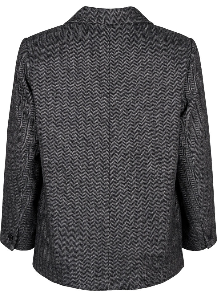 Blazer van wolmix met zakken, Dark Grey Melange, Packshot image number 1