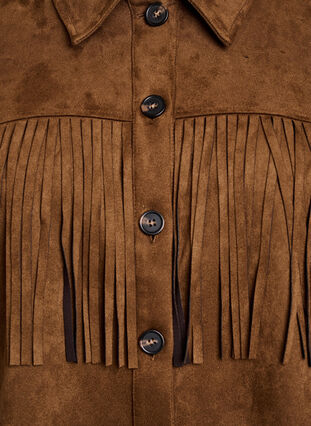 ZizziImitatie suède jacket met franjes, Brown Fake Suede, Packshot image number 2