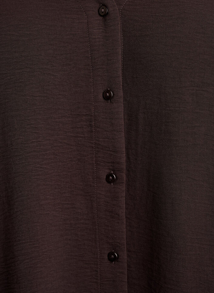 Shirtblouse met V-hals en 3/4 mouwen, Bruin, Packshot image number 2