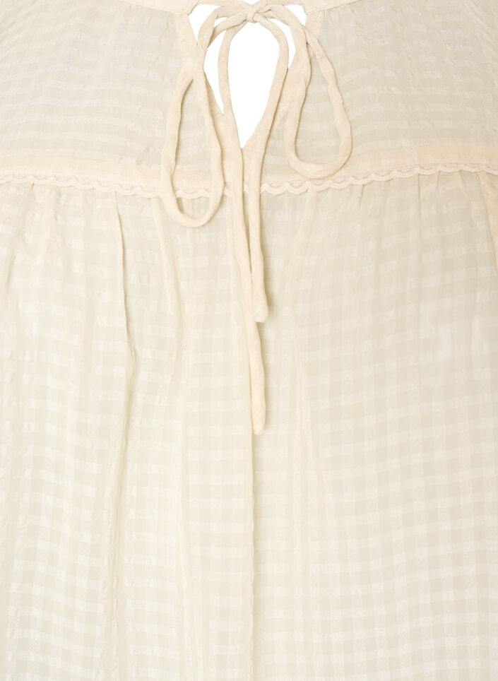 Blouse in seersucker met strikkoord, Beige, Packshot image number 2