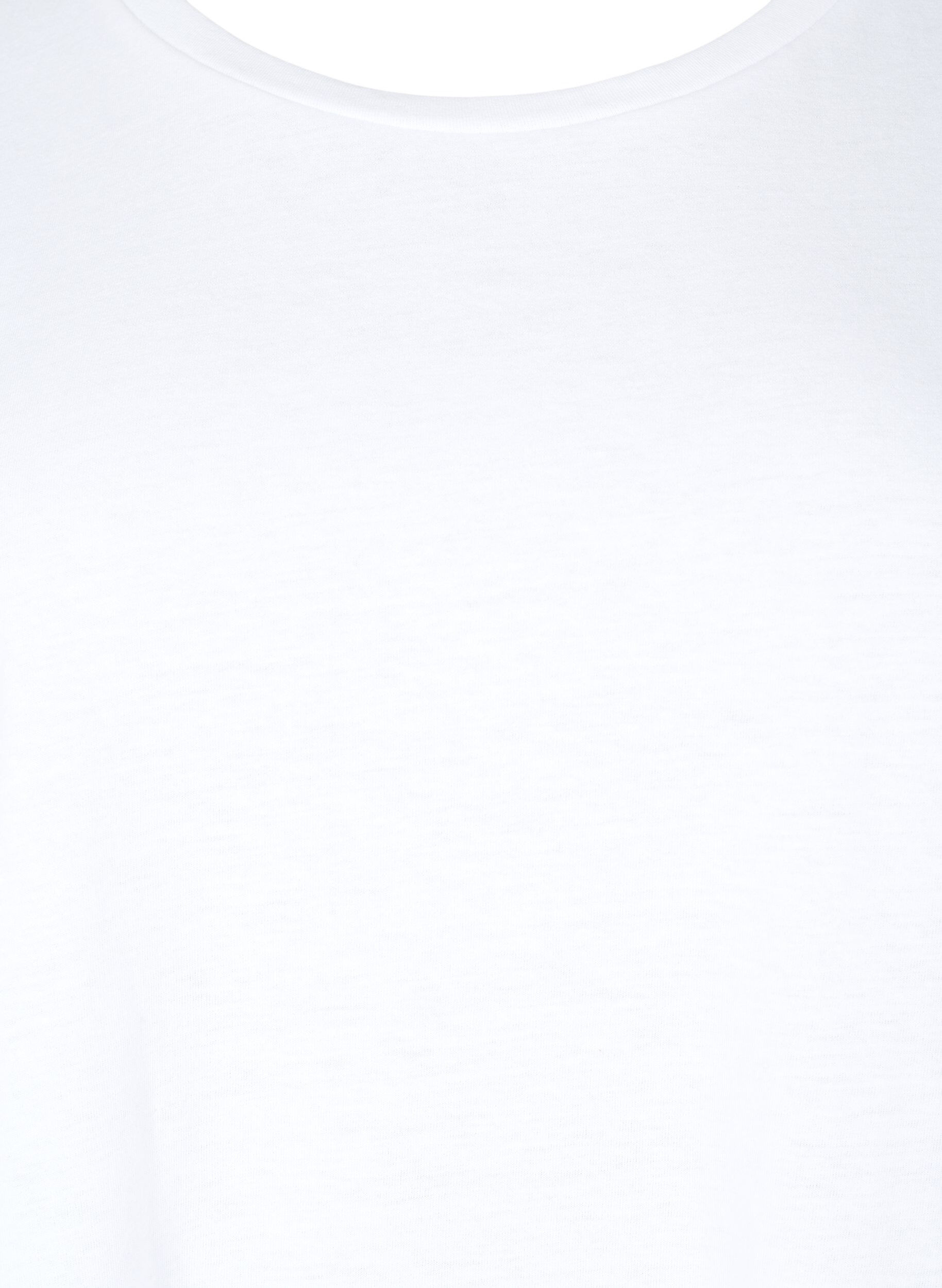 ZizziT-shirt met korte mouwen van katoenmix, Wit, Packshot image number 2