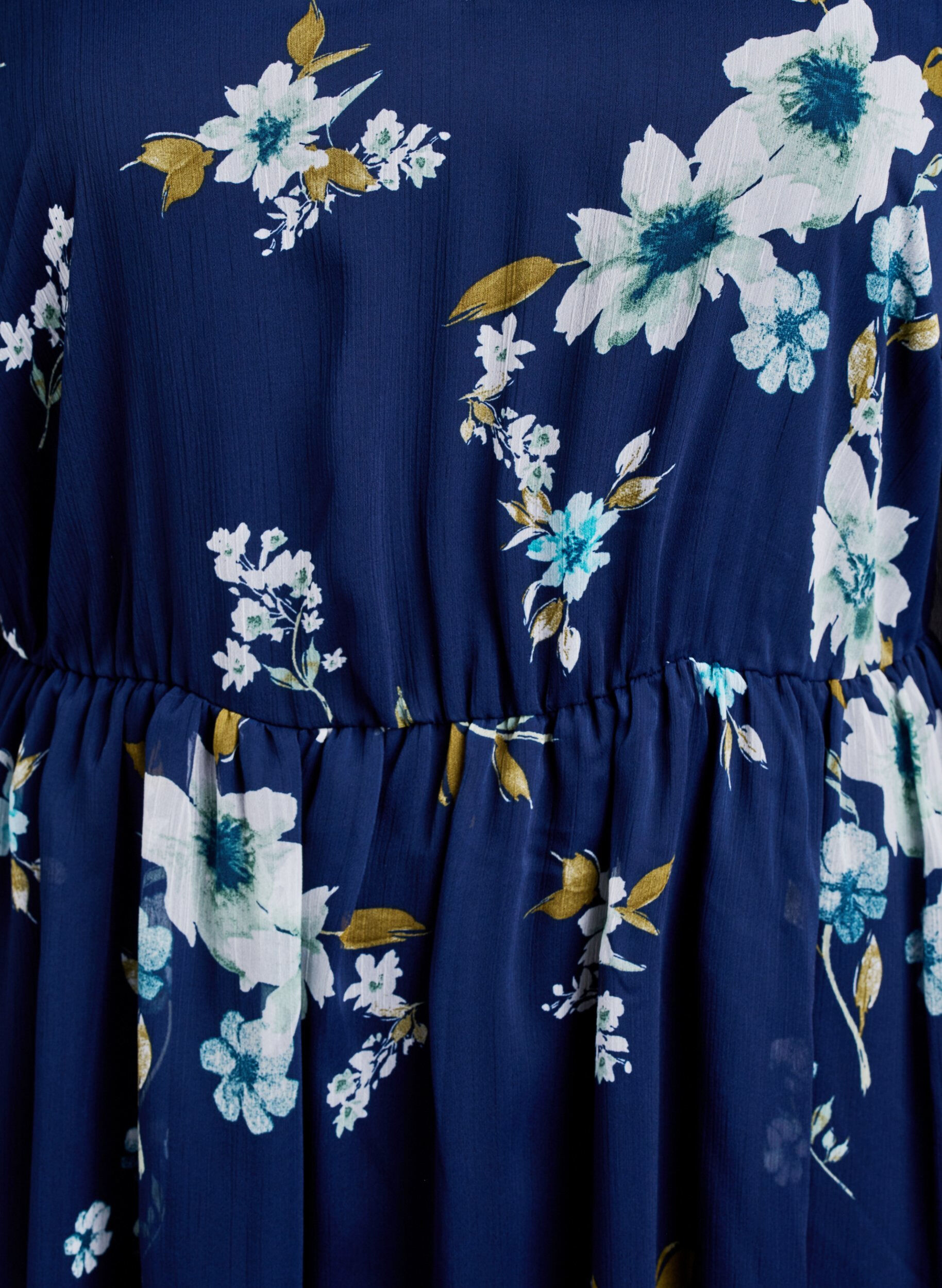 ZizziChiffon feestjurk met lange mouwen, Blauw, Packshot image number 3