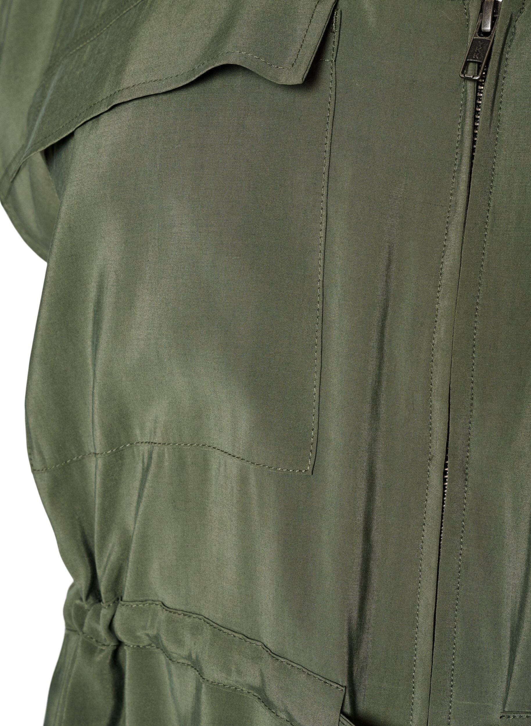 ZizziGilet en modal avec fermeture &eacute;clair et ceinture &agrave; nouer, Vert, Packshot image number 2