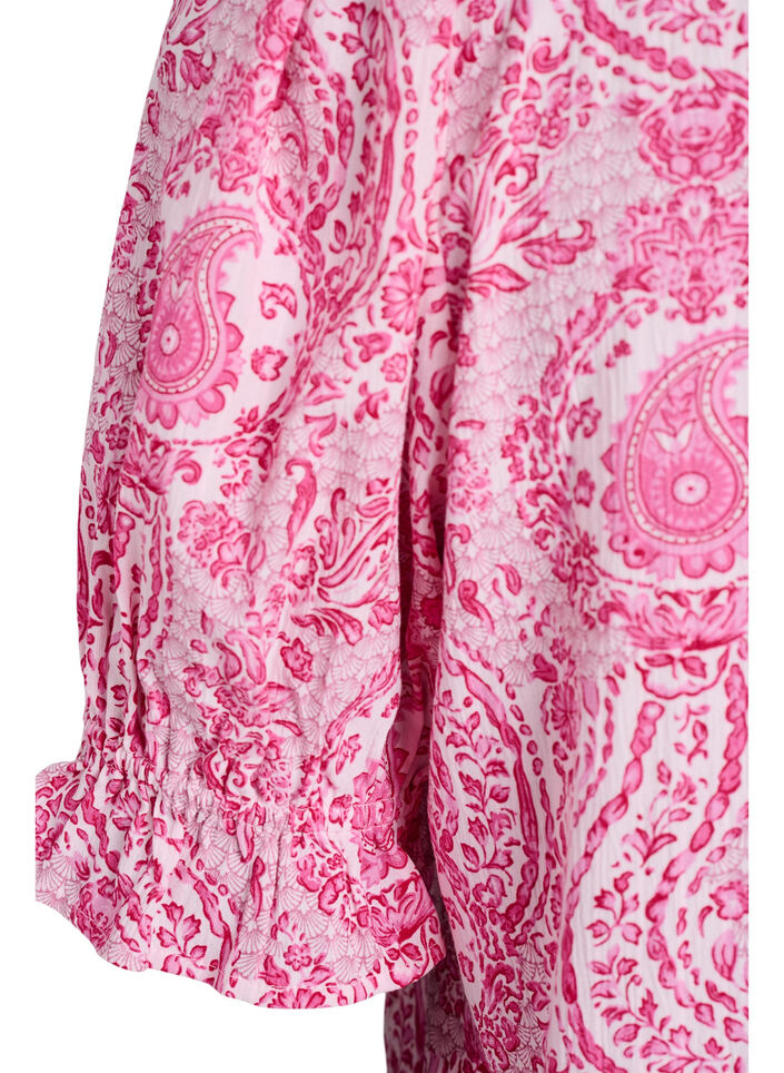 Viscose blouse met paisleymotief en een vierkante halslijn, Roze, Packshot image number 3