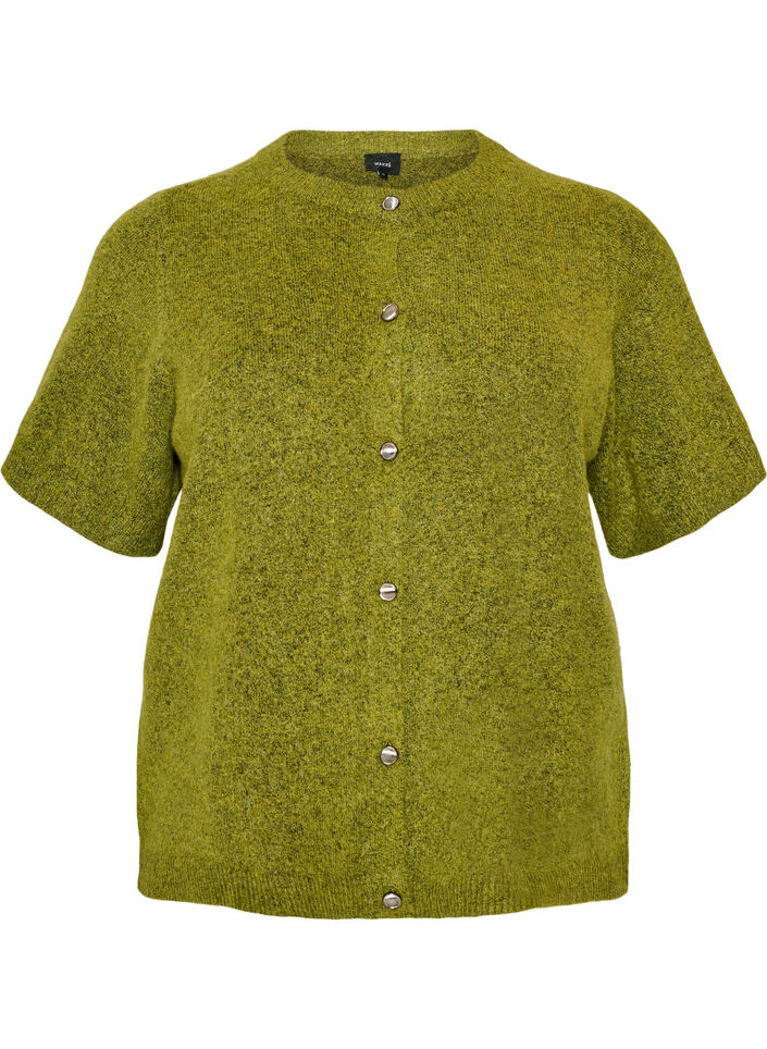 Cardigan en maille avec manches courtes, Vert clair, Packshot image number 0