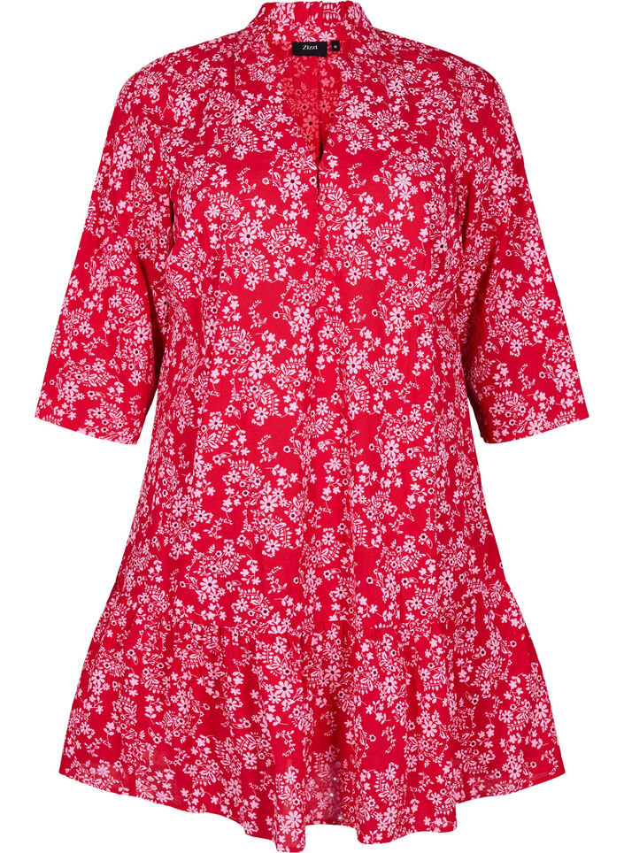 Knie-lange jurk met bloemenprint en 3/4 mouwen, Salsa AOP, Packshot