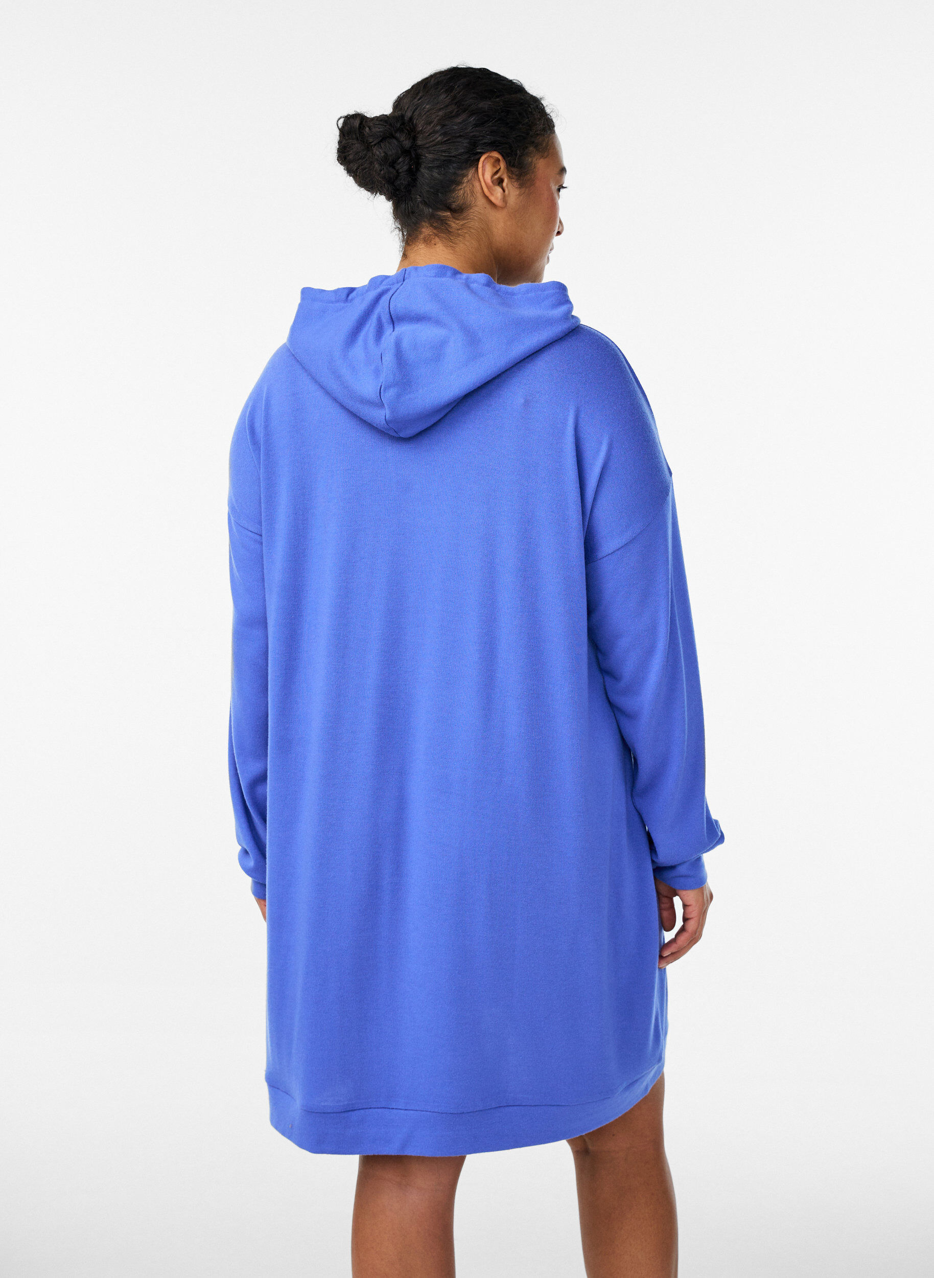 ZizziKorte hoodiejurk met een kangoeroezak, Blauw, Model image number 2
