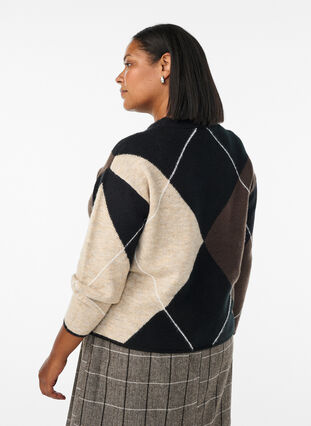 ZizziTrui met grote ruiten en contrasterende mouwen, Black Comb, Model image number 2