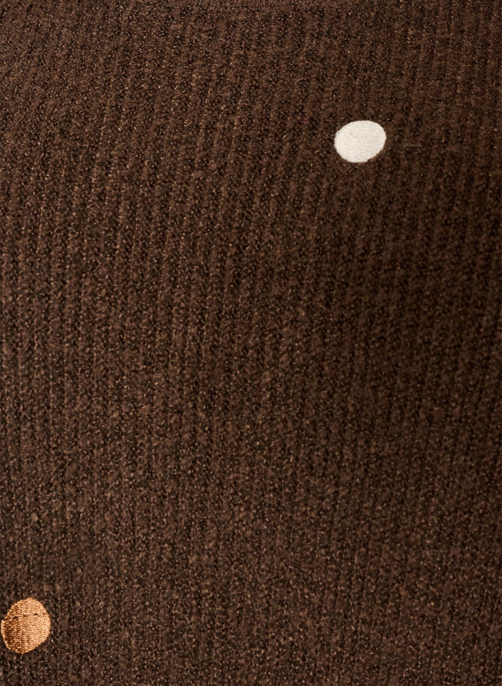 Gebreide blouse met kleine geborduurde motieven, Bruin, Packshot image number 2
