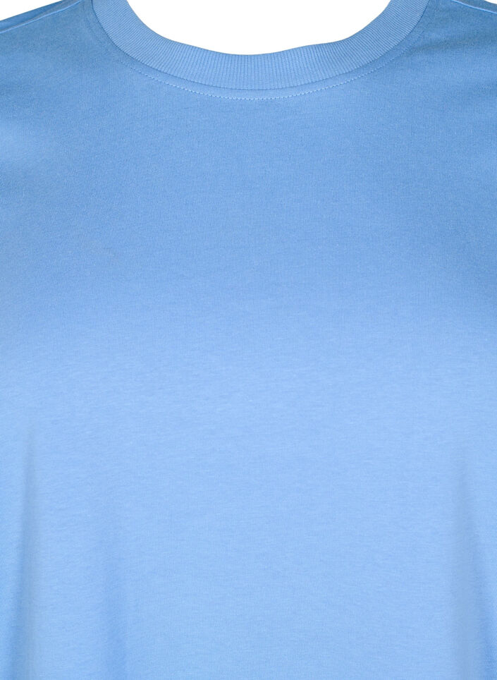 Basic katoenen T-shirt met ronde hals, Blauw, Packshot image number 2