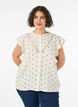 Mouwloze blouse met gehaakte afwerking en ruchesdetails, Beige, Model image number 0