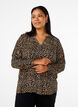 Blouse met lange mouwen, print en V-hals, Bruin, Model image number 0