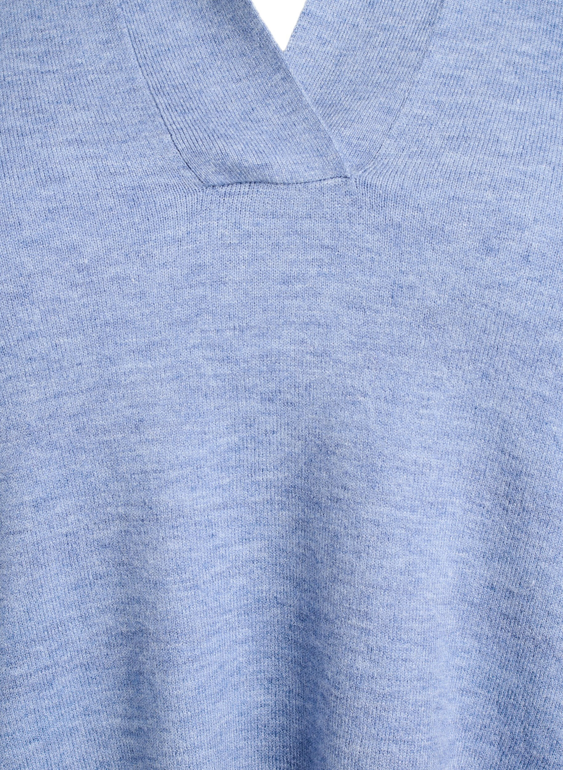 ZizziGebreide blouse met een kraag en korte mouwen, Blauw, Packshot image number 2