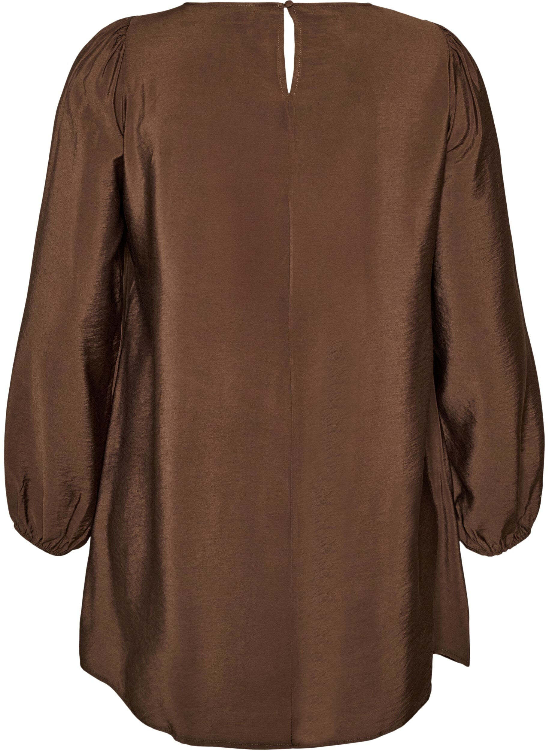 ZizziViscose tuniek met kanten detail, Bruin, Packshot image number 1