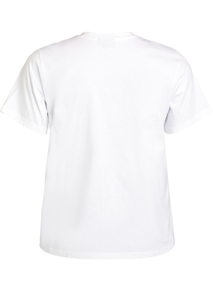 T-shirt met paillettenbloemen, Wit, Packshot image number 1