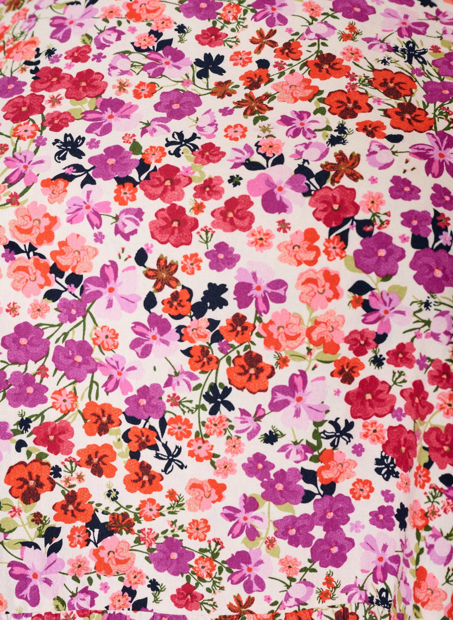 ZizziKatoenen bloemenjurk met ruches en V-hals, Roze, Packshot image number 2