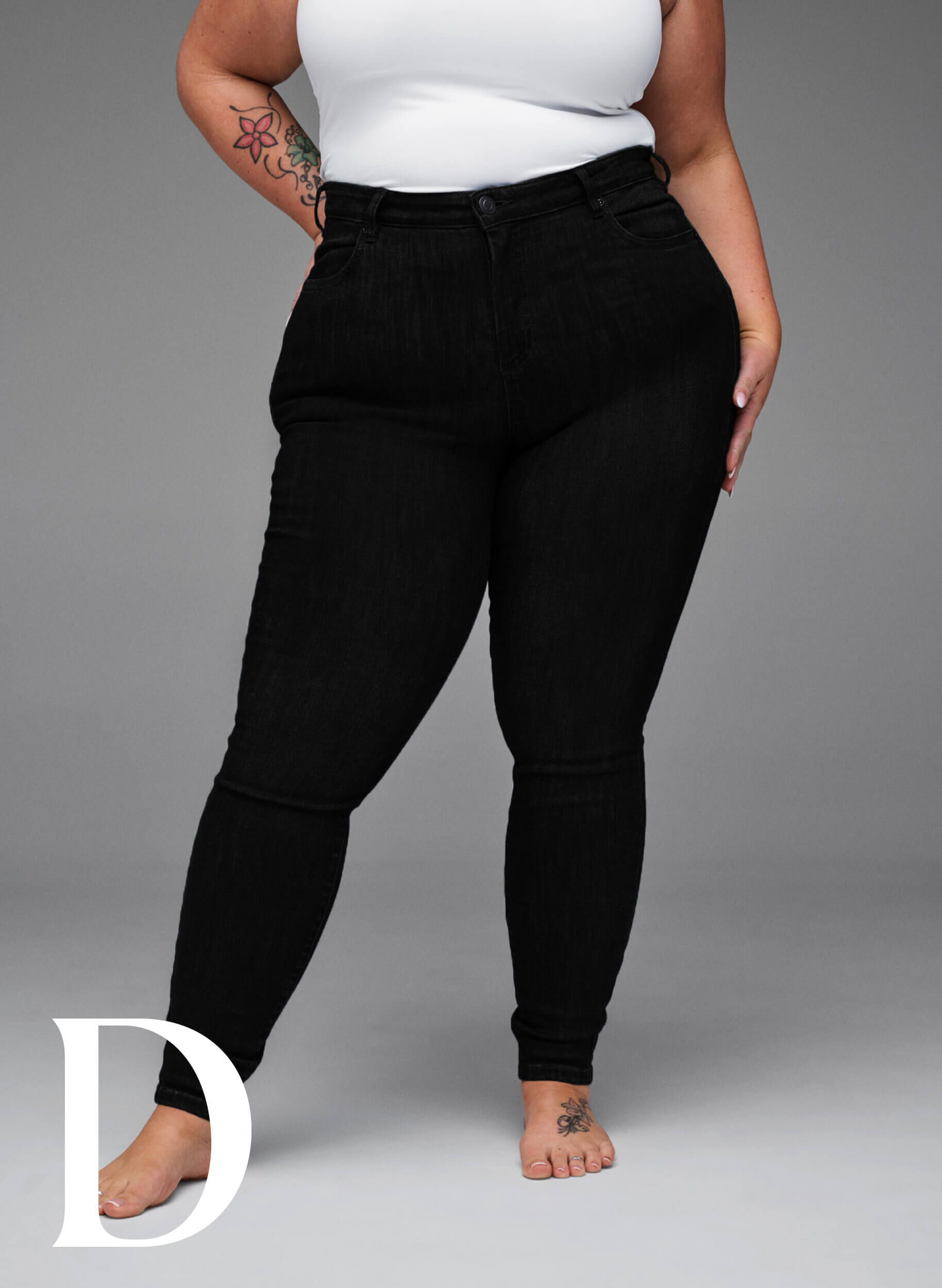 ZizziSuper smalle jeans met hoge taille, Black, Model image number 8