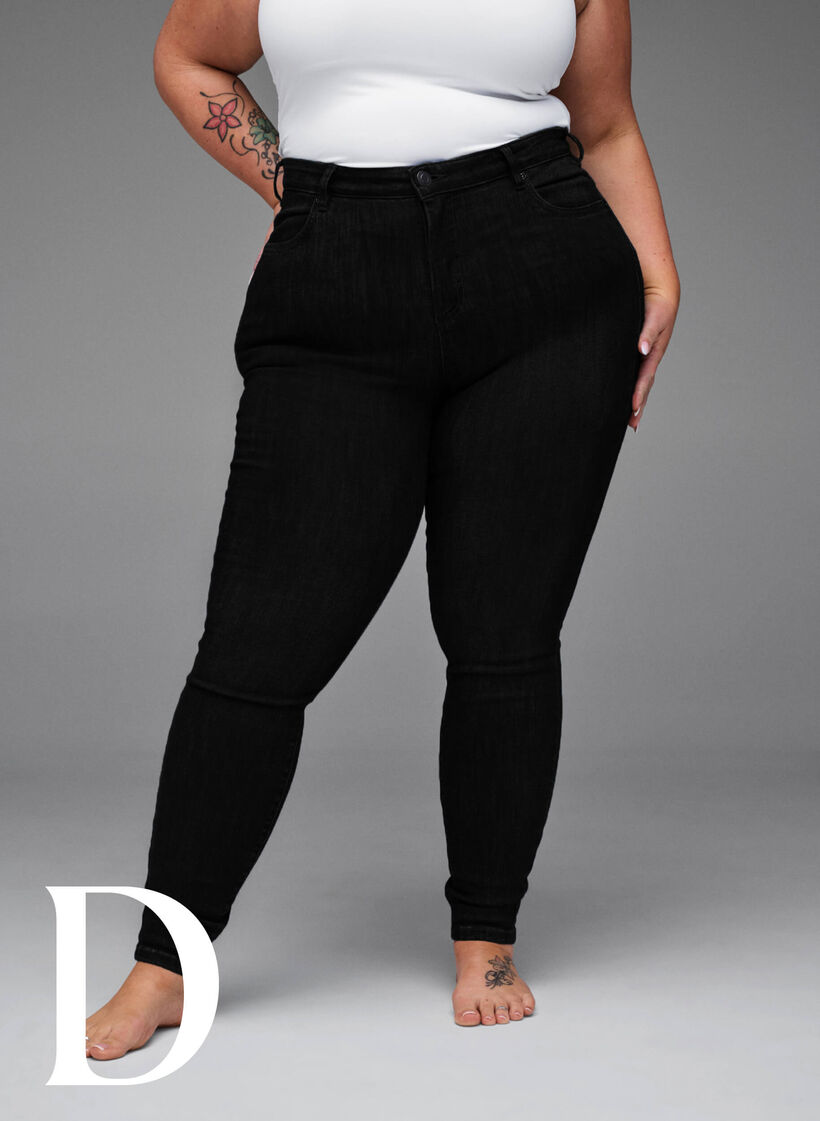 Super smalle jeans met hoge taille, Black, Model