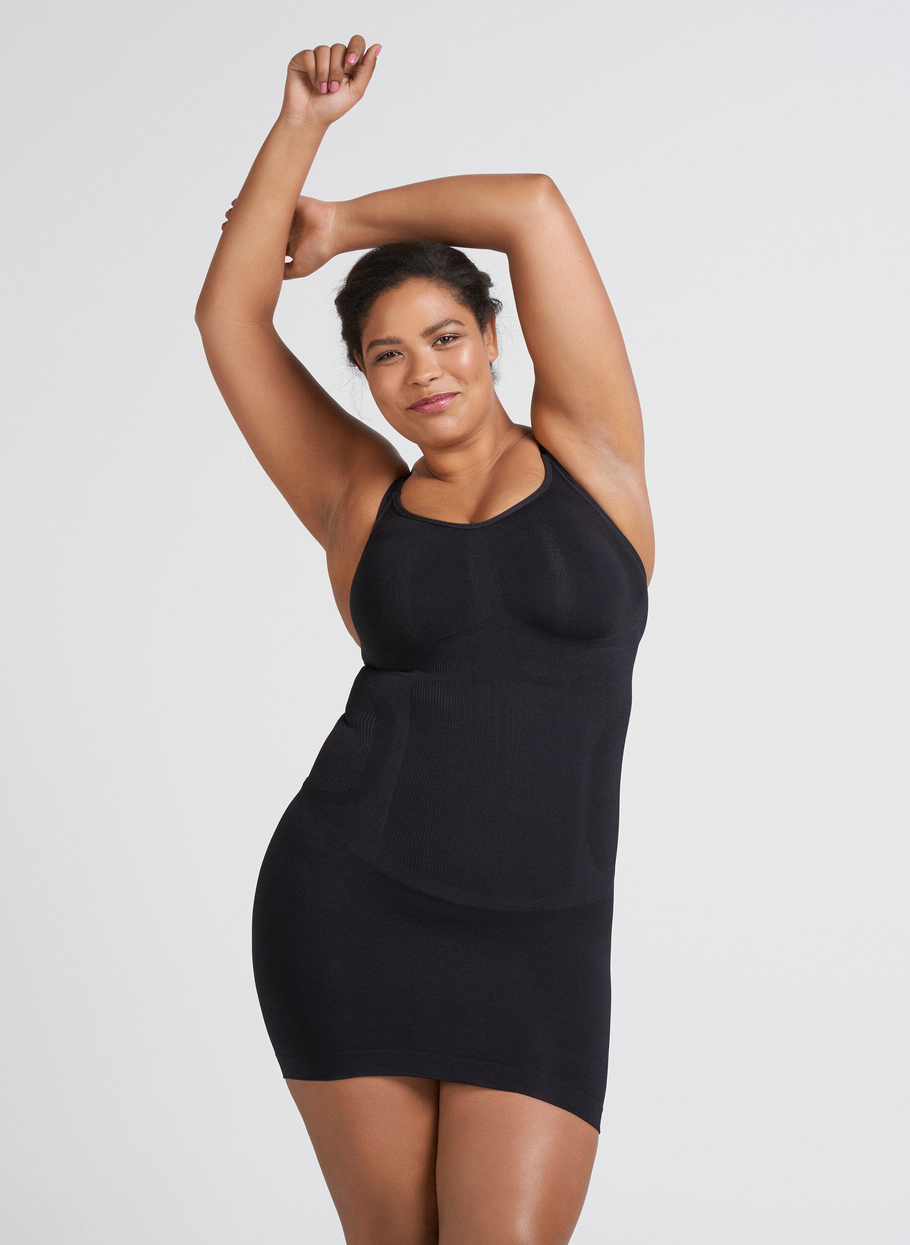 ZizziShapewear jurk met dunne bandjes, Zwart, Model image number 2