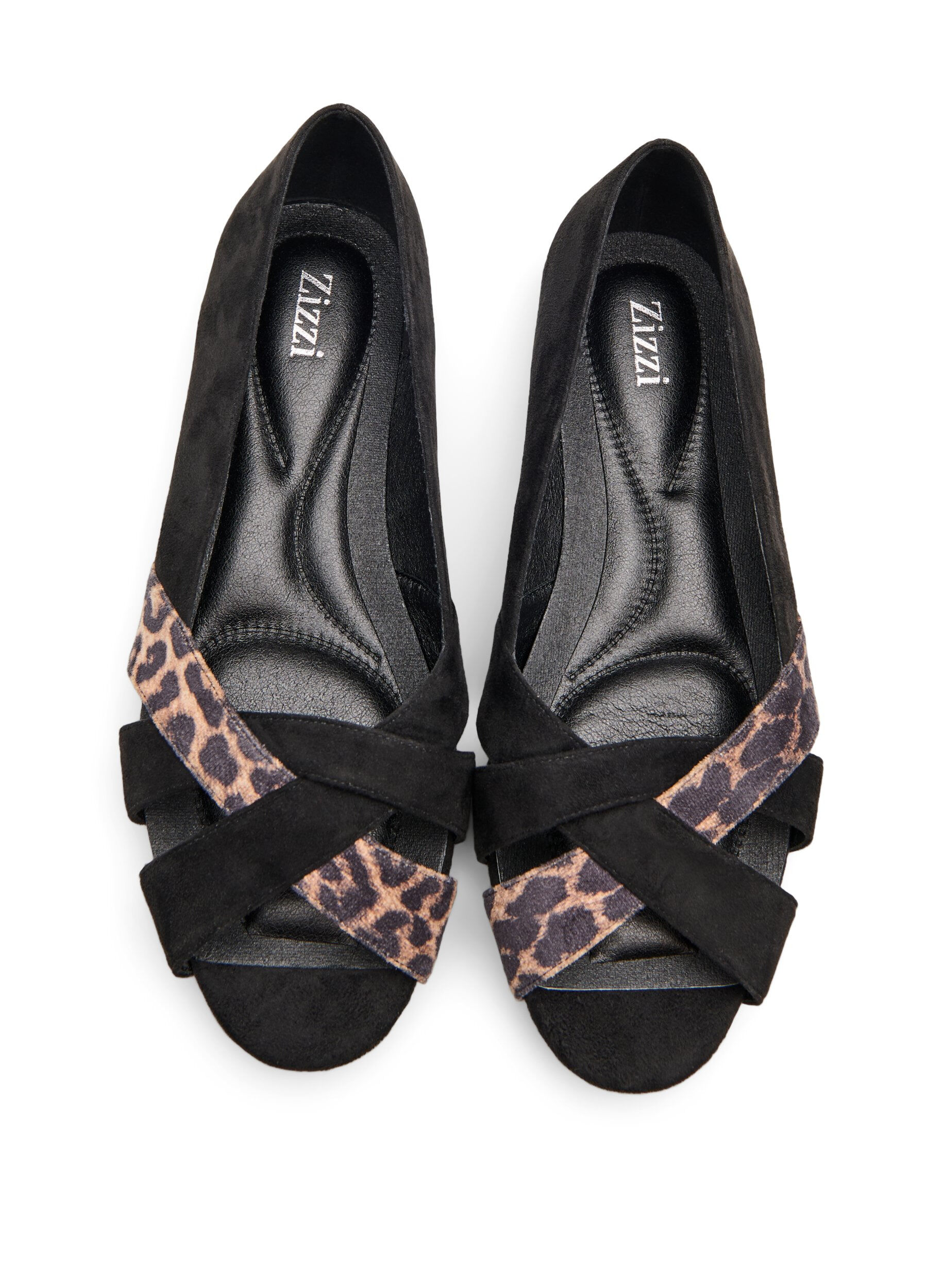 ZizziWide fit - Puntige ballerina flats, Zwart, Packshot image number 2