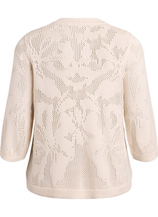 ZizziGebreide blouse met een opengewerkt patroon en 3/4 mouwen, Birch, Packshot image number 1