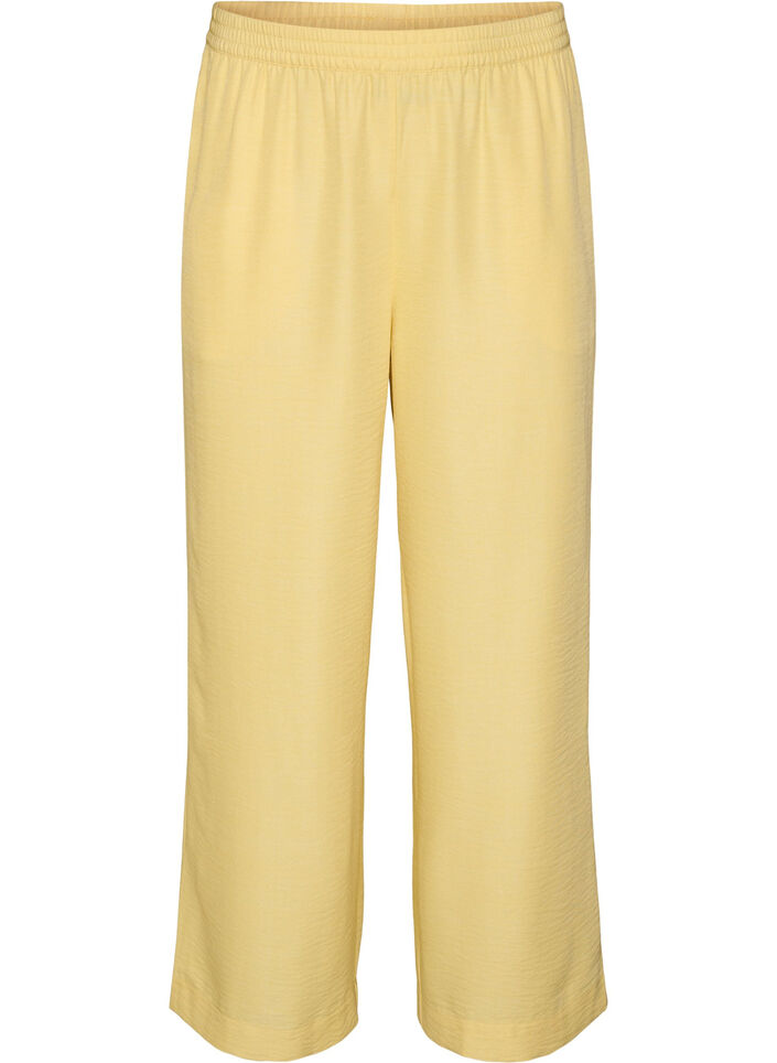 Losse broek met elastische tailleband en zakken, Geel, Packshot image number 0