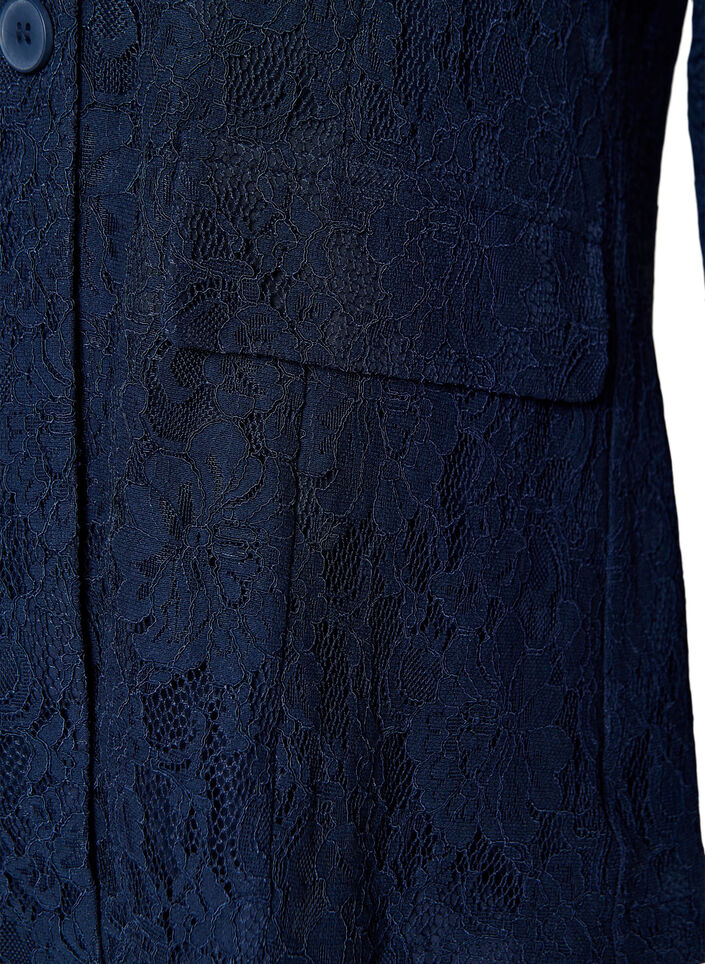 Blazer en dentelle avec fermeture &agrave; boutons, Bleu, Packshot image number 3