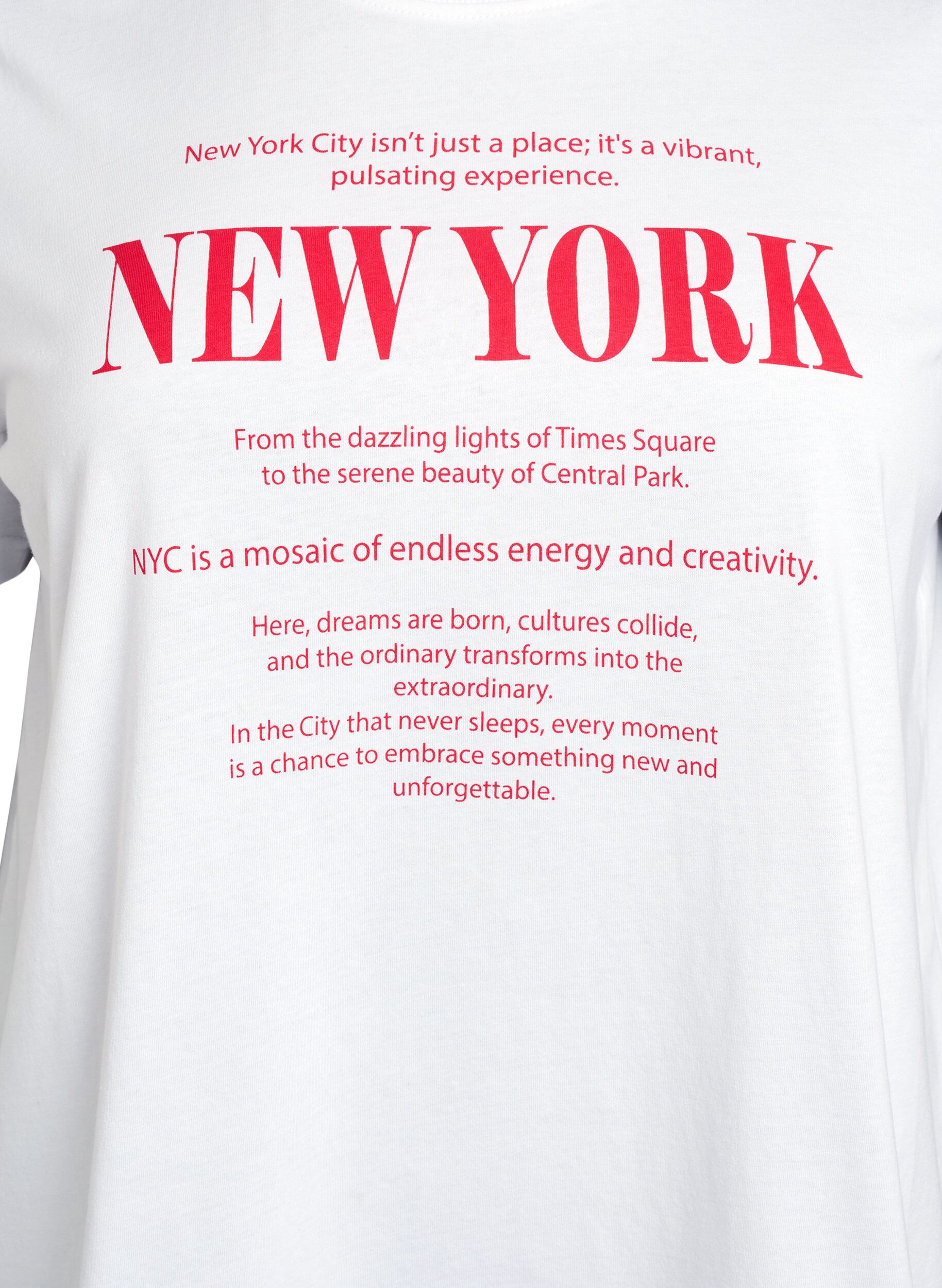 ZizziT-shirt met tekstprint en ronde hals, Wit, Packshot image number 2