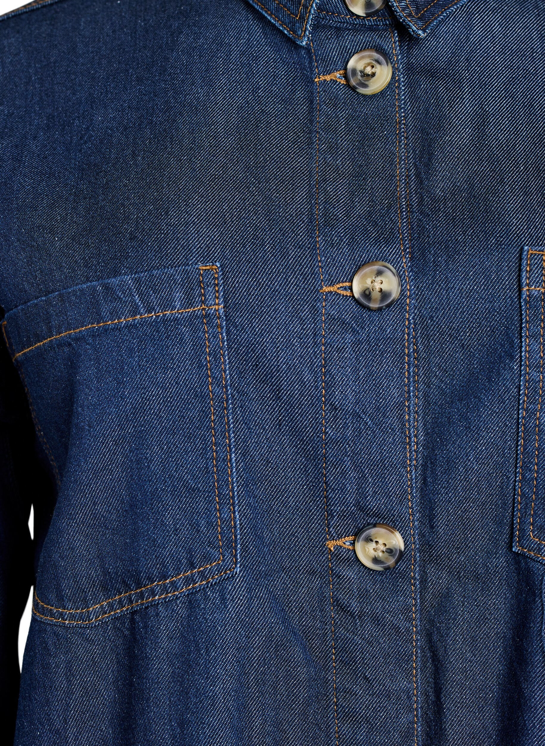 ZizziLosse denimshirt met zakken op de borst, Blauw, Packshot image number 2