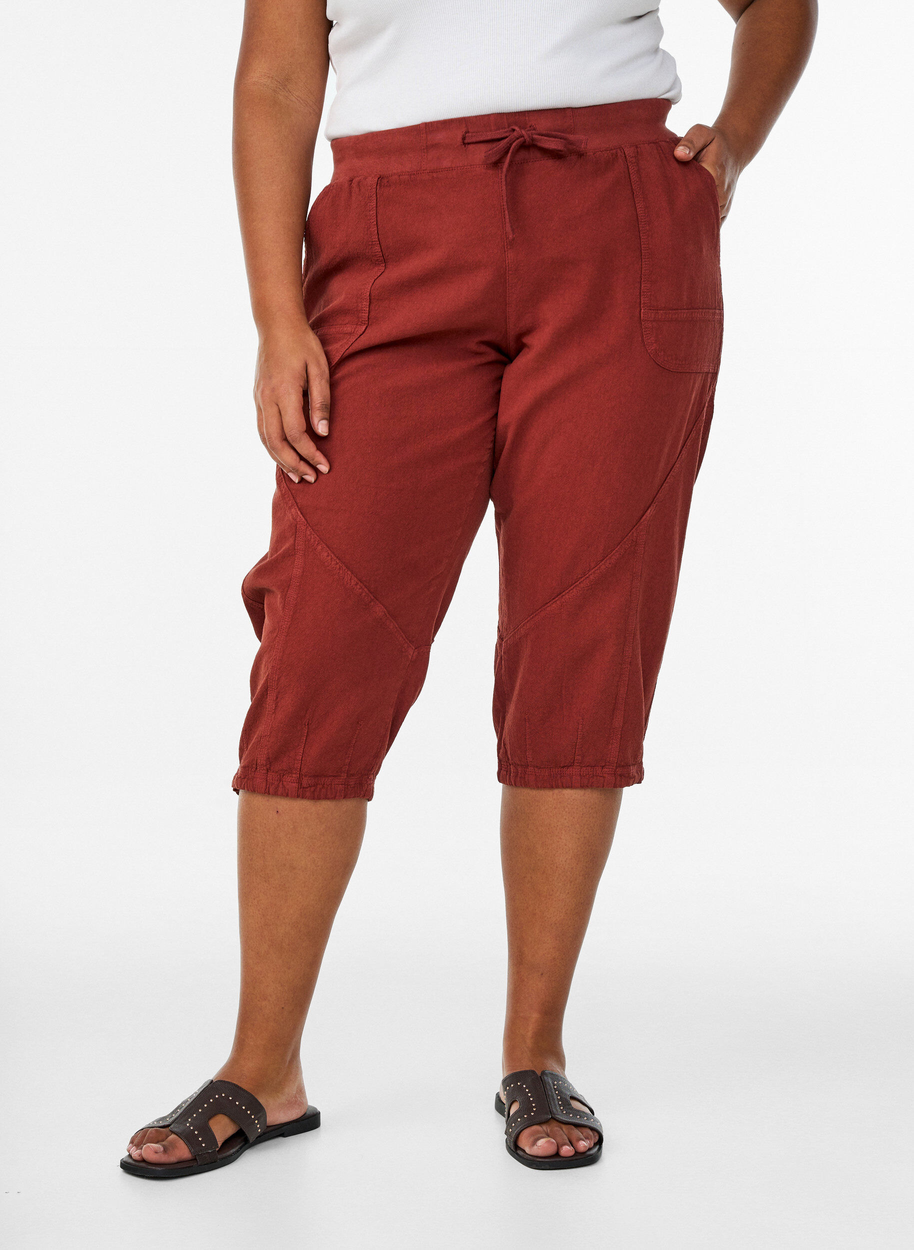 ZizziKatoenen Capri-broek, Rood, Model image number 2