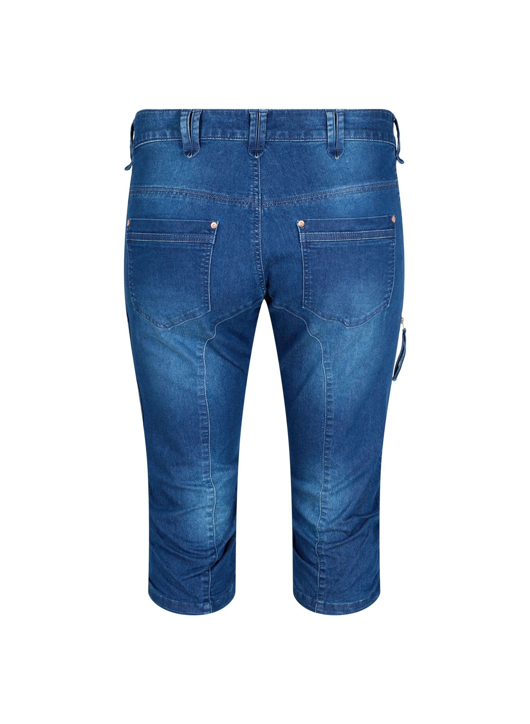 ZizziSlim fit capri jeans met zakken, Blauw, Packshot image number 1