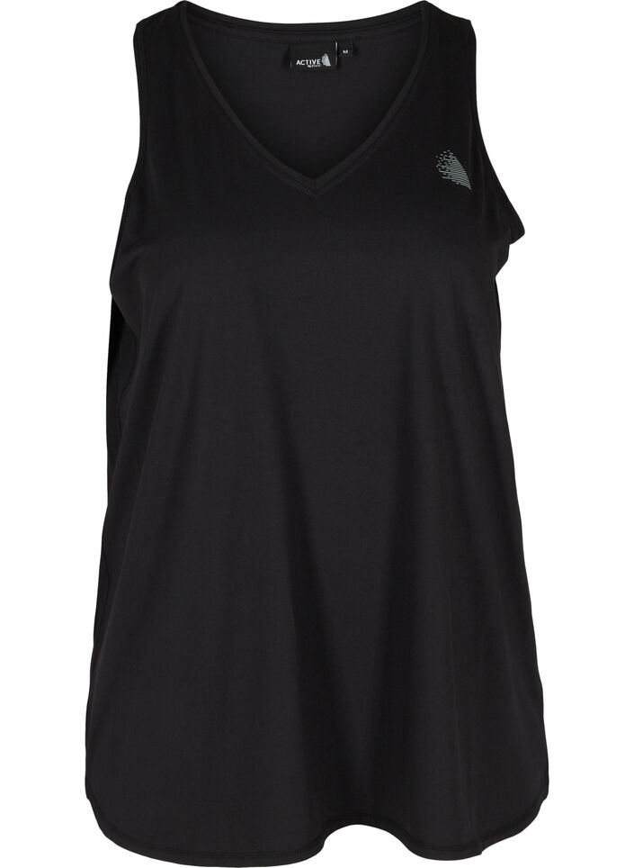 Sporttop met v-hals, Black, Packshot