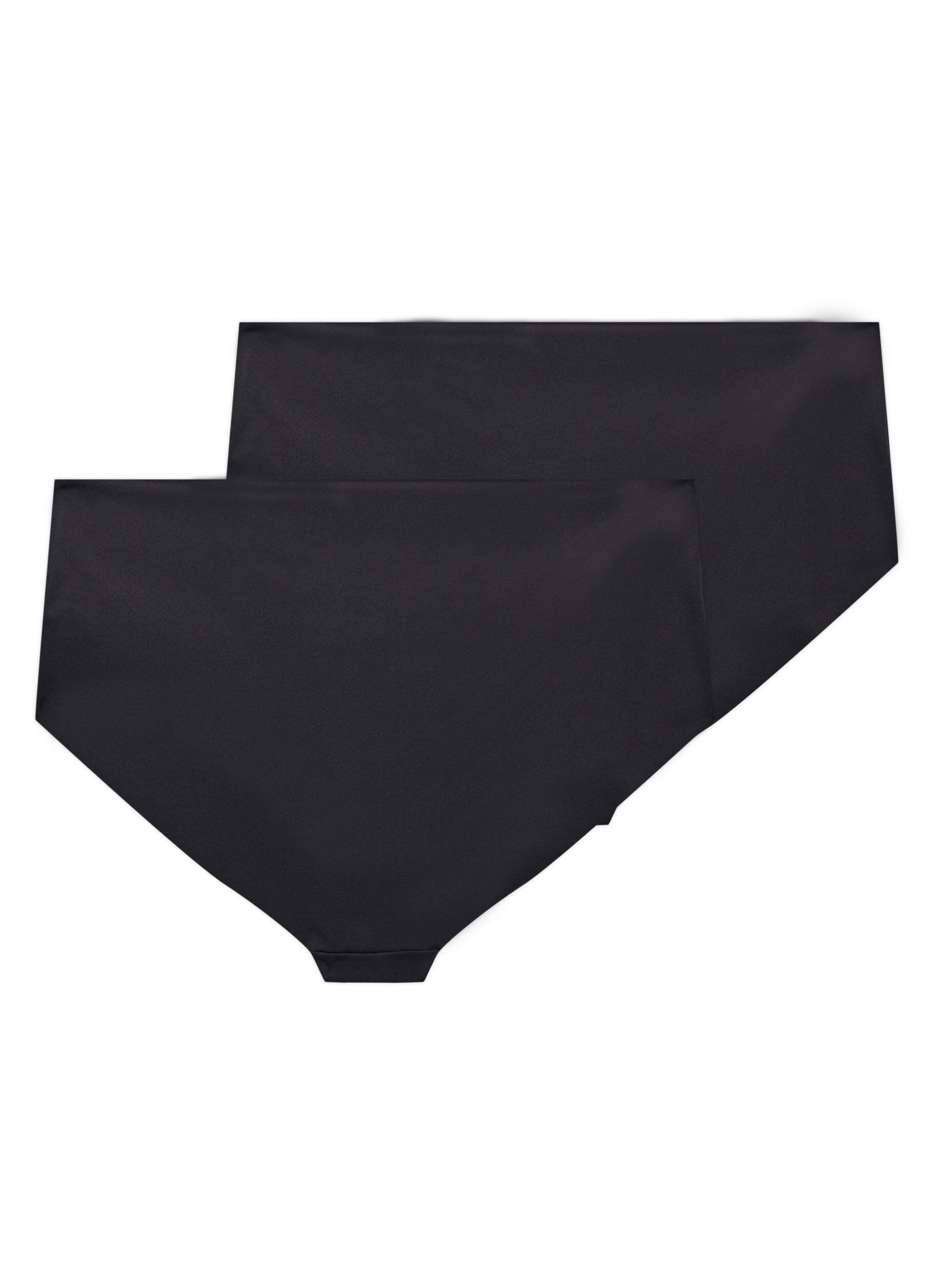 Zizzi2-pack onzichtbare brief training panties, Zwart, Packshot image number 1