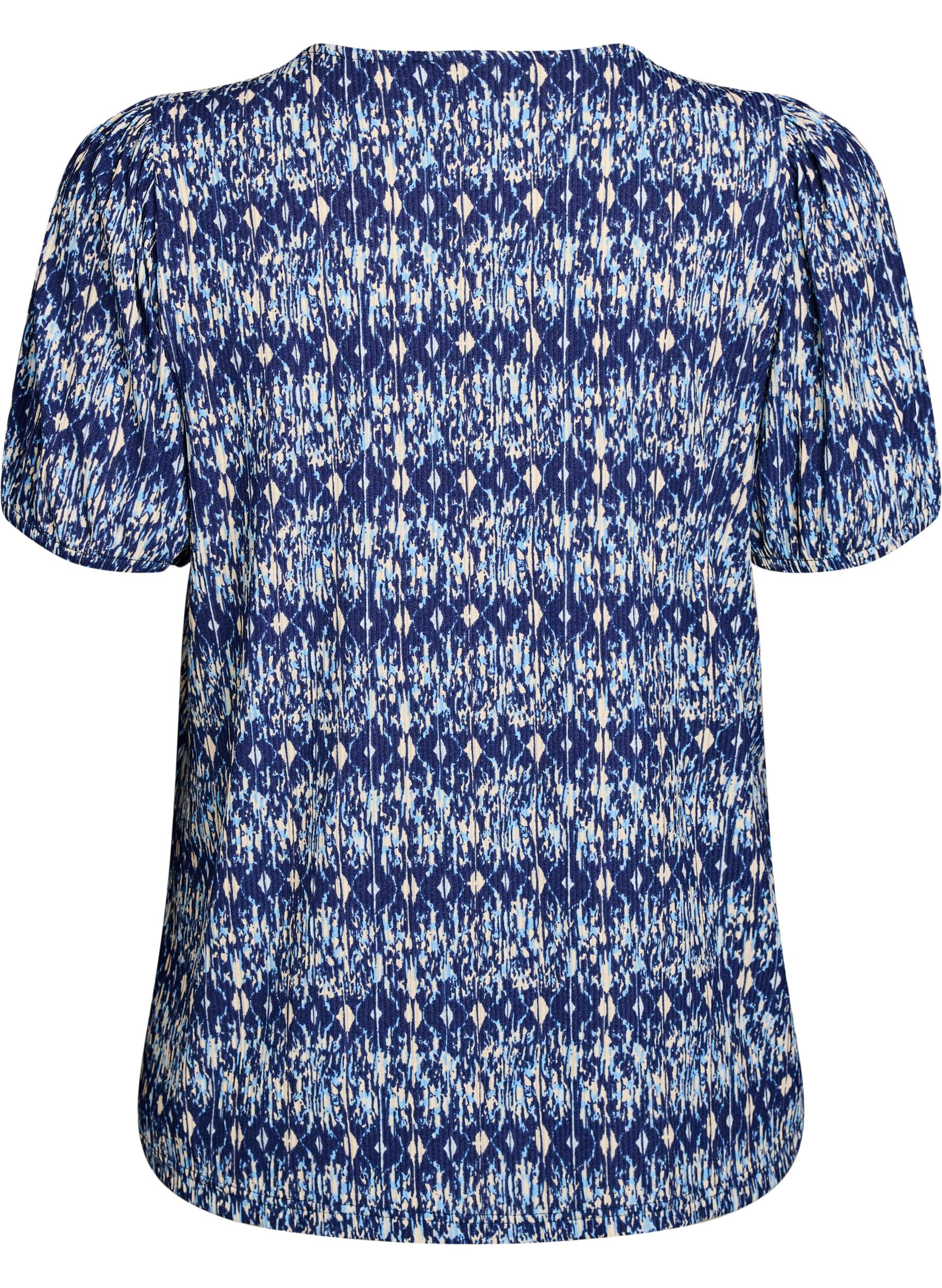 ZizziBlouse met korte mouwen, Blauw, Packshot image number 1