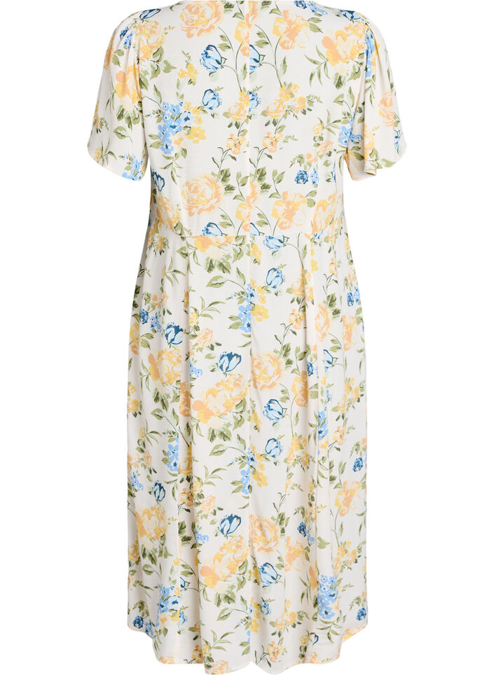 Robe midi en viscose &agrave; imprim&eacute; floral, Bleu, Packshot image number 1