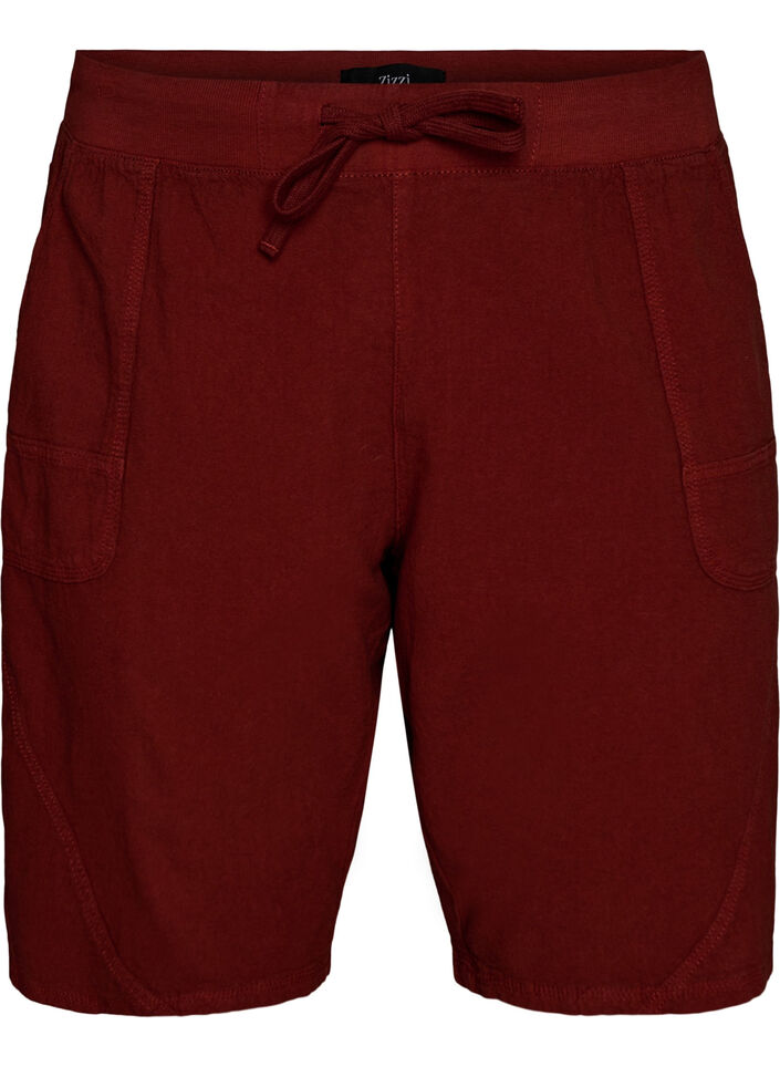Short en coton ample avec poches, Bordeaux, Packshot image number 0