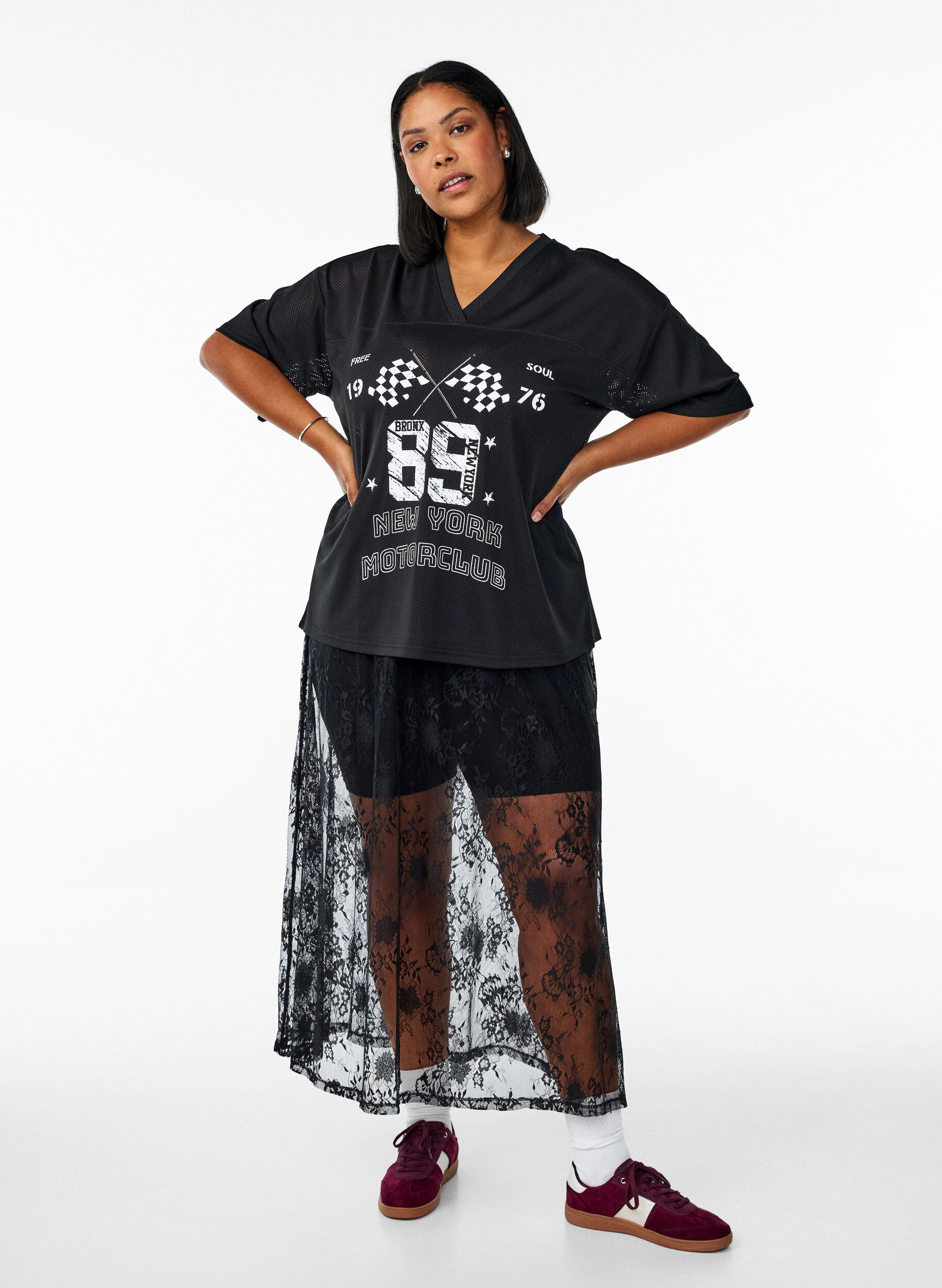 ZizziSporty T-shirt met print aan de voorkant, Black, Model image number 2