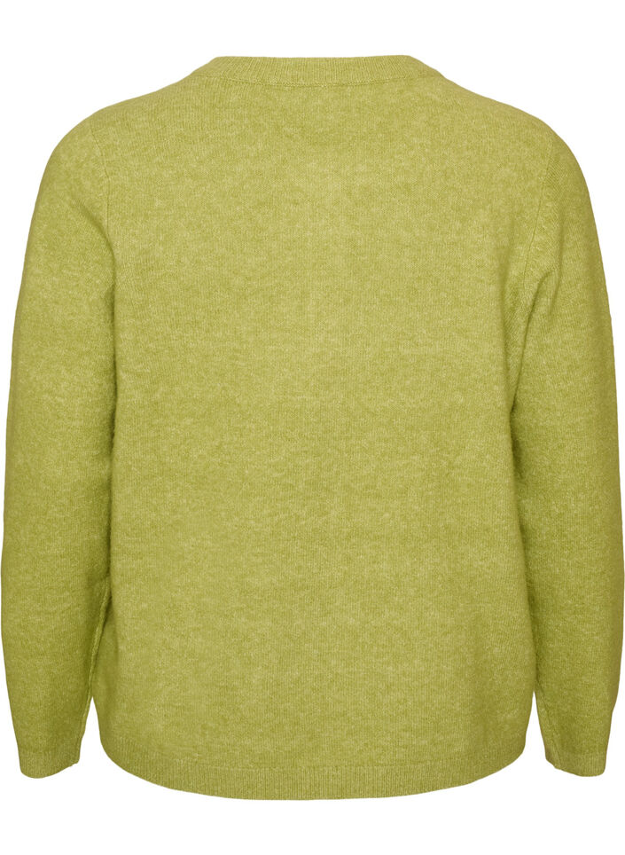 Cardigan met knopen en een ronde voorkant, Groen, Packshot image number 1