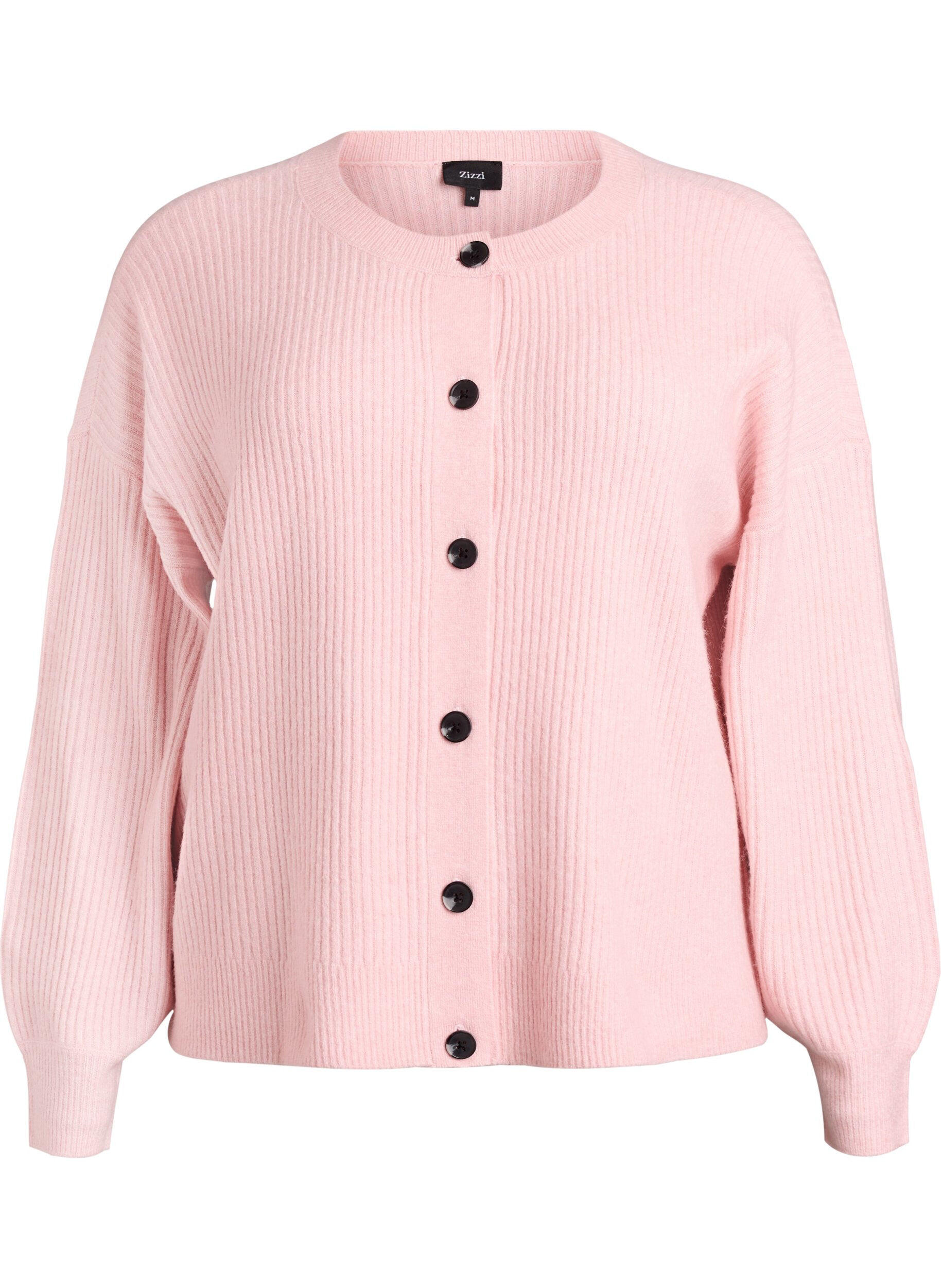 ZizziVest van ribtricot met knopen, Roze, Packshot image number 0