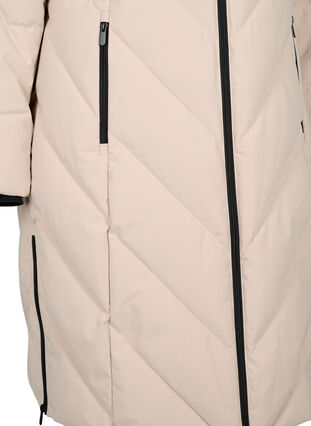 ZizziLange winterjas met haaksluitingen en een nep bontkraag, Simply Taupe, Packshot image number 3