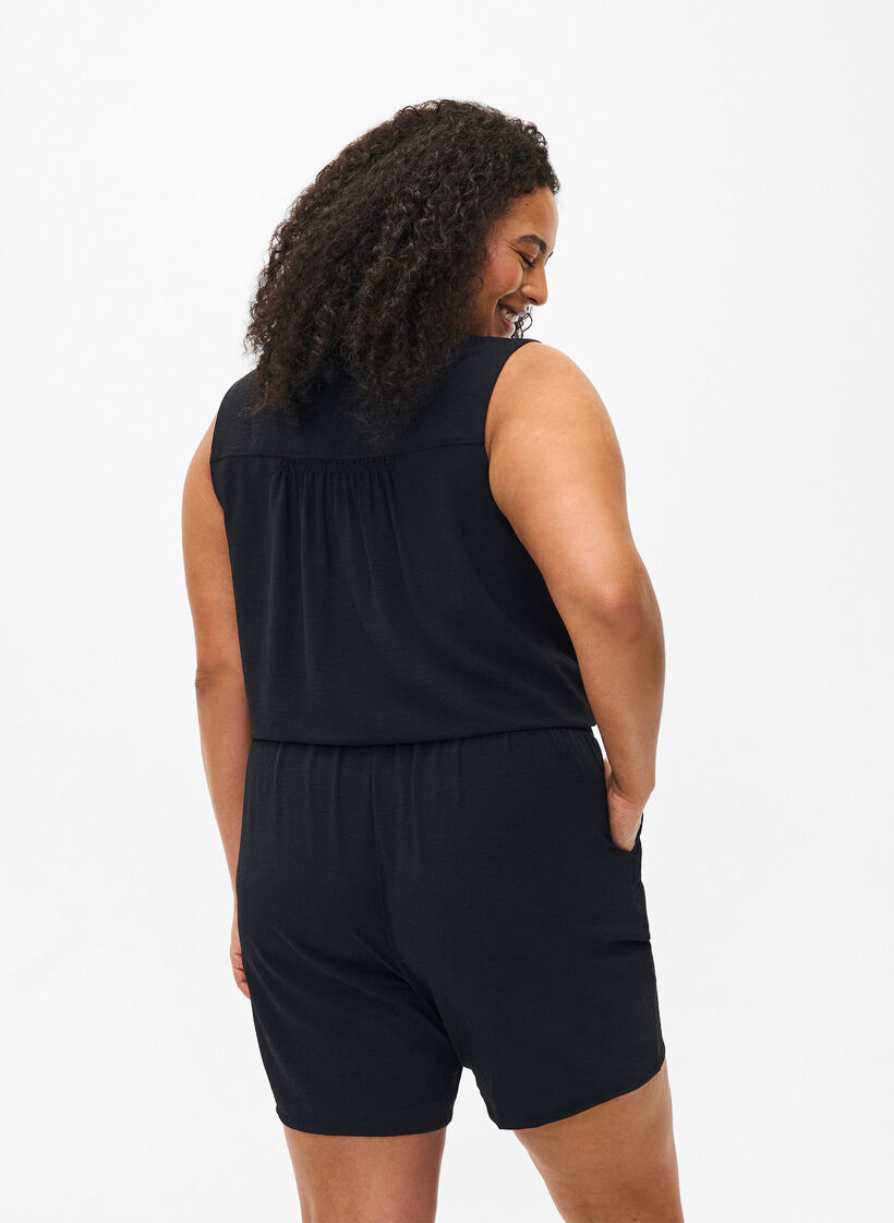 Korte broek met zakken en elastische tailleband, Zwart, Model image number 2