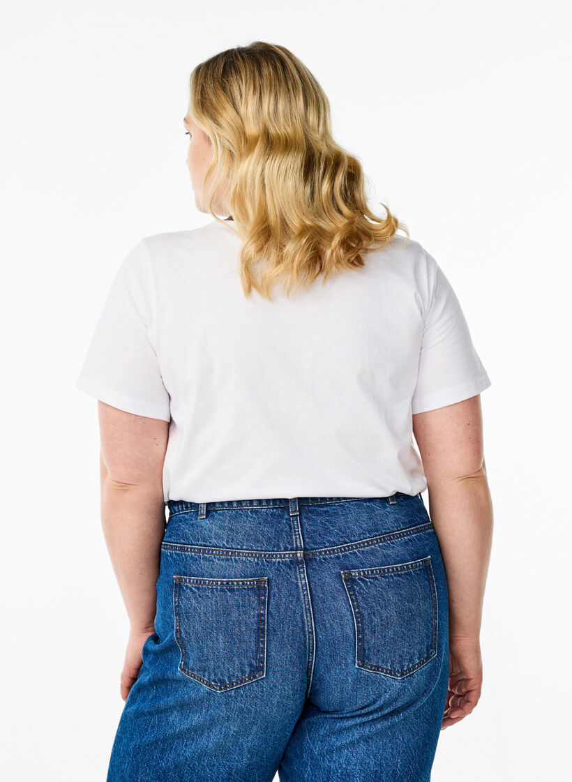 T-shirt met tekst en contrasterende rand, Bright W. Tawny Port, Model
